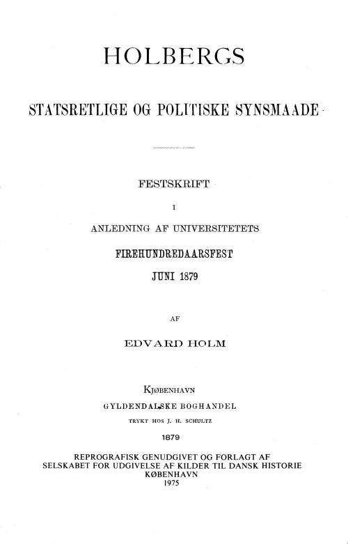 Holbergs Statsretlige Og Politiske Synsmaade