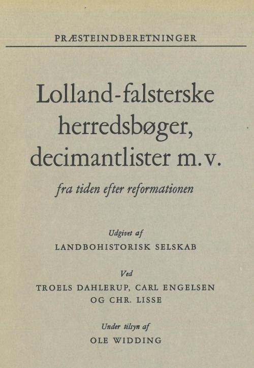 Lolland-Falsterske Herredsbøger, Decimantlister M.V. Fra Tiden Efter Reformationen, bd. 1
